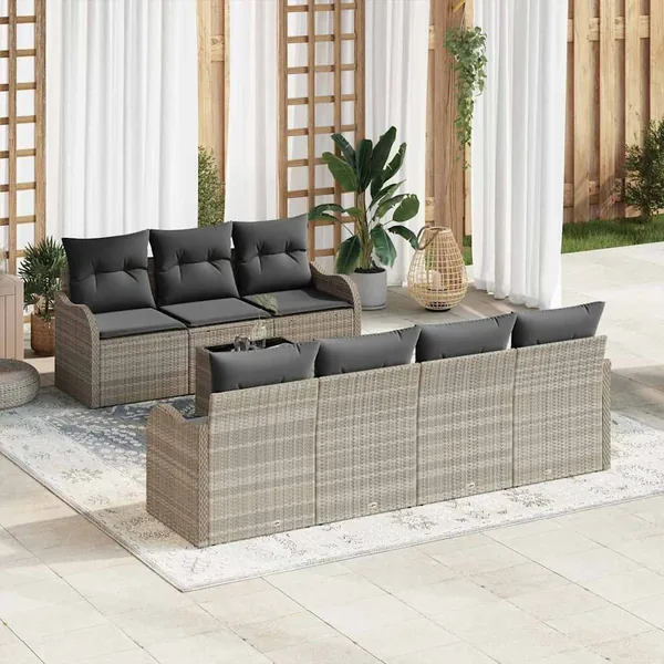 Ensemble de canapé de jardin 8 pcs Gris clair et gris foncé