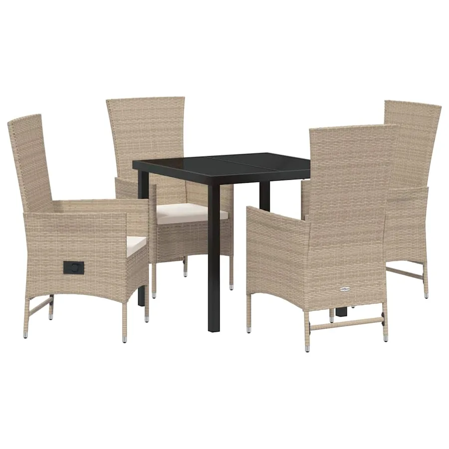 Ensemble de salle à manger pour jardin 5 pcs Beige polyrotin - 2