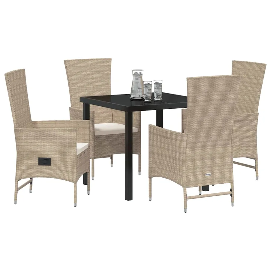 Ensemble de salle à manger pour jardin 5 pcs Beige polyrotin - 3