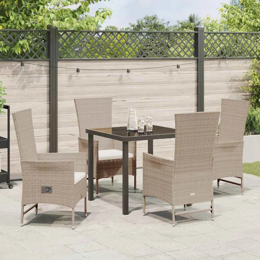 Ensemble de salle à manger pour jardin 5 pcs Beige polyrotin - 4
