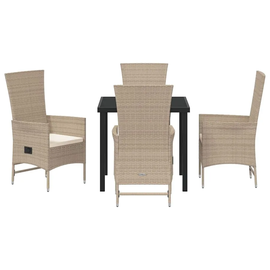 Ensemble de salle à manger pour jardin 5 pcs Beige polyrotin - 7