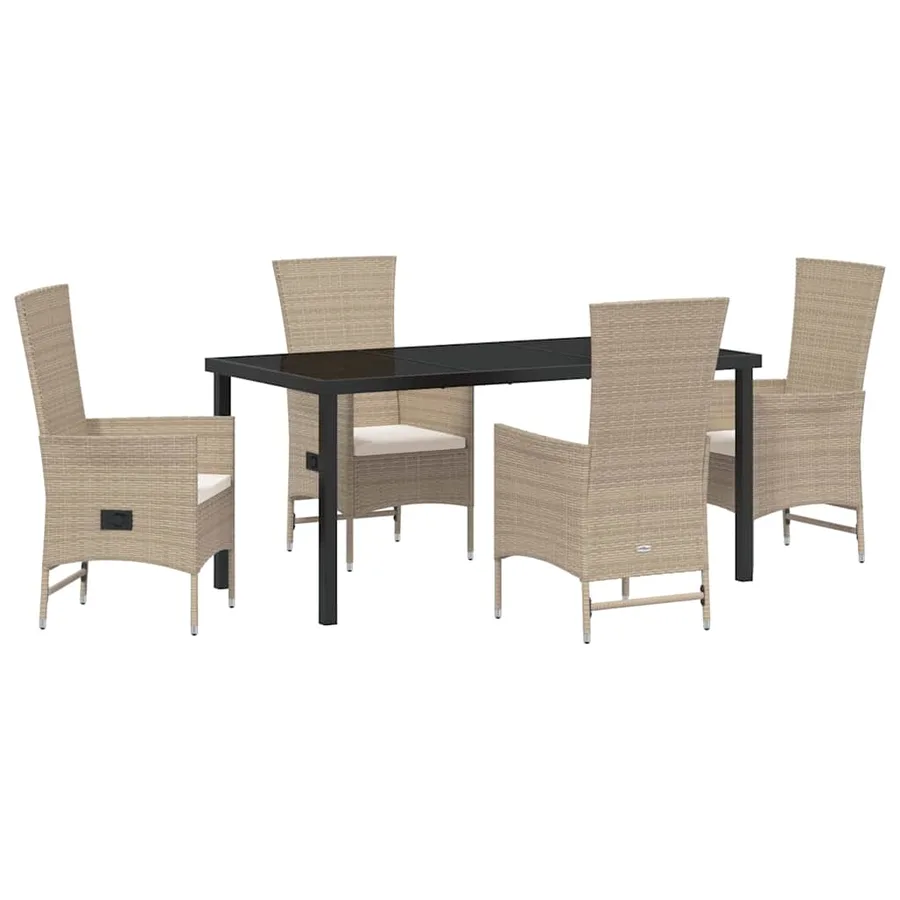 Ensemble de salle à manger pour jardin 5 pcs Beige polyrotin - 2