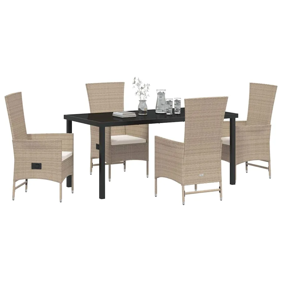 Ensemble de salle à manger pour jardin 5 pcs Beige polyrotin - 3