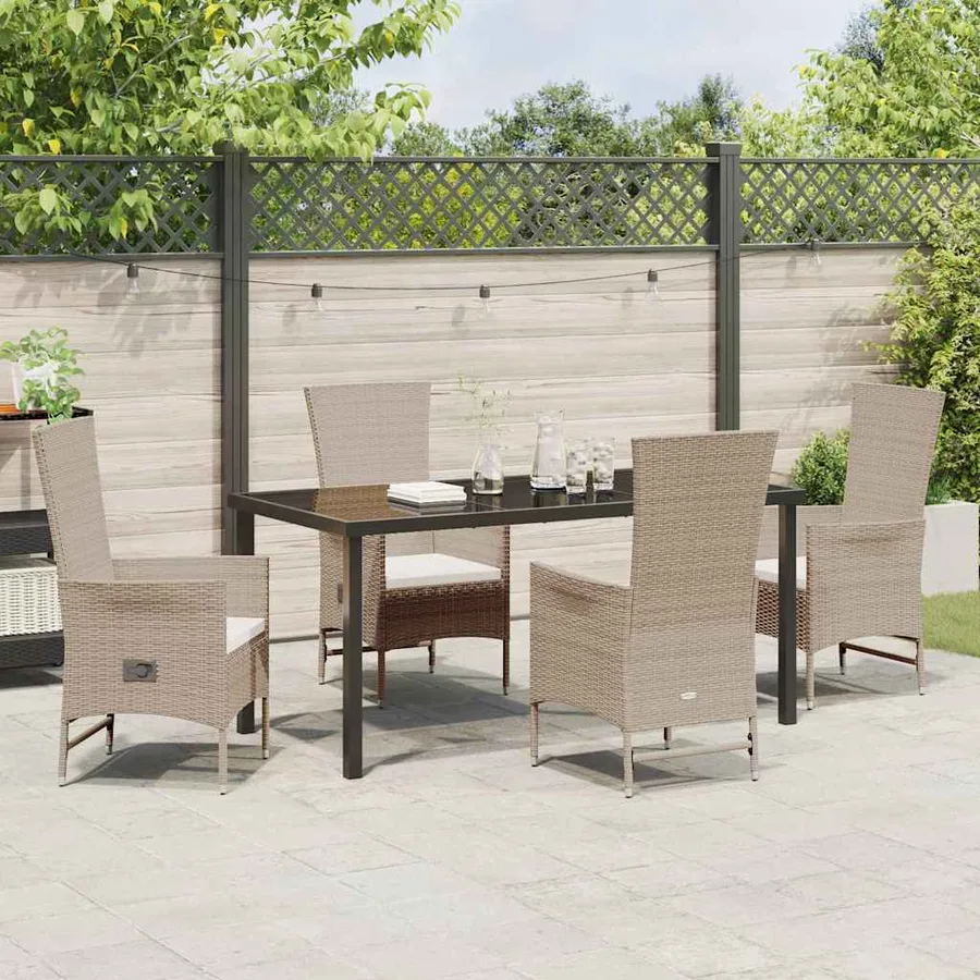 Ensemble de salle à manger pour jardin 5 pcs Beige polyrotin - 4