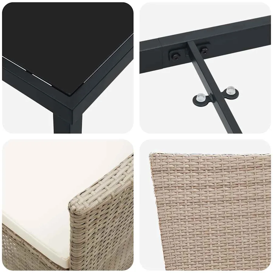 Ensemble de salle à manger pour jardin 5 pcs Beige polyrotin - 9