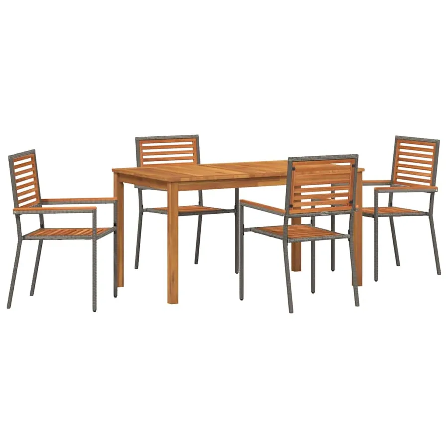 Ensemble de salle à manger pour jardin 5 pcs Gris - 2