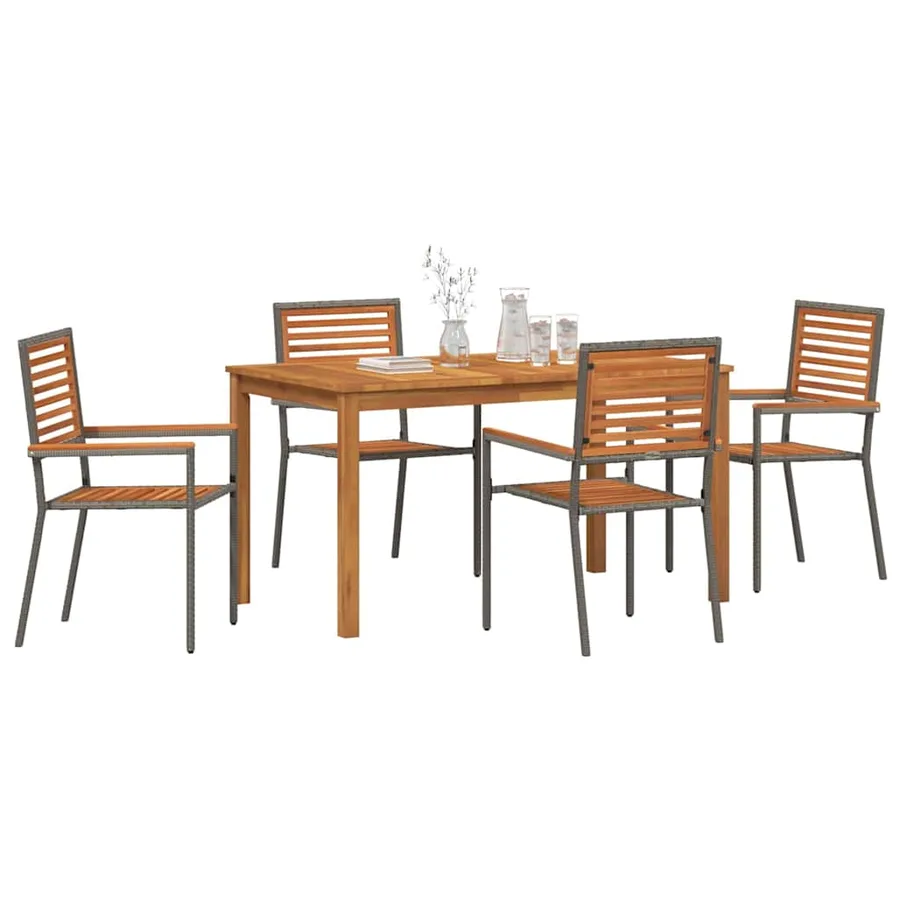 Ensemble de salle à manger pour jardin 5 pcs Gris - 3