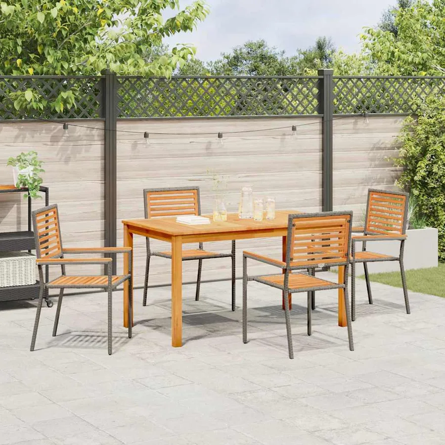 Ensemble de salle à manger pour jardin 5 pcs Gris - 4