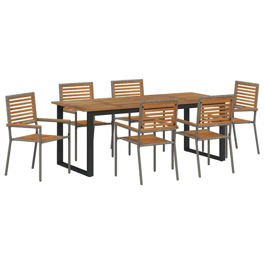 Ensemble de salle à manger pour jardin 7 pcs Gris - 2