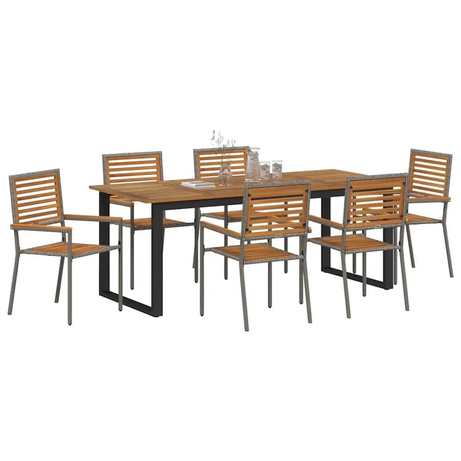 Ensemble de salle à manger pour jardin 7 pcs Gris - 3