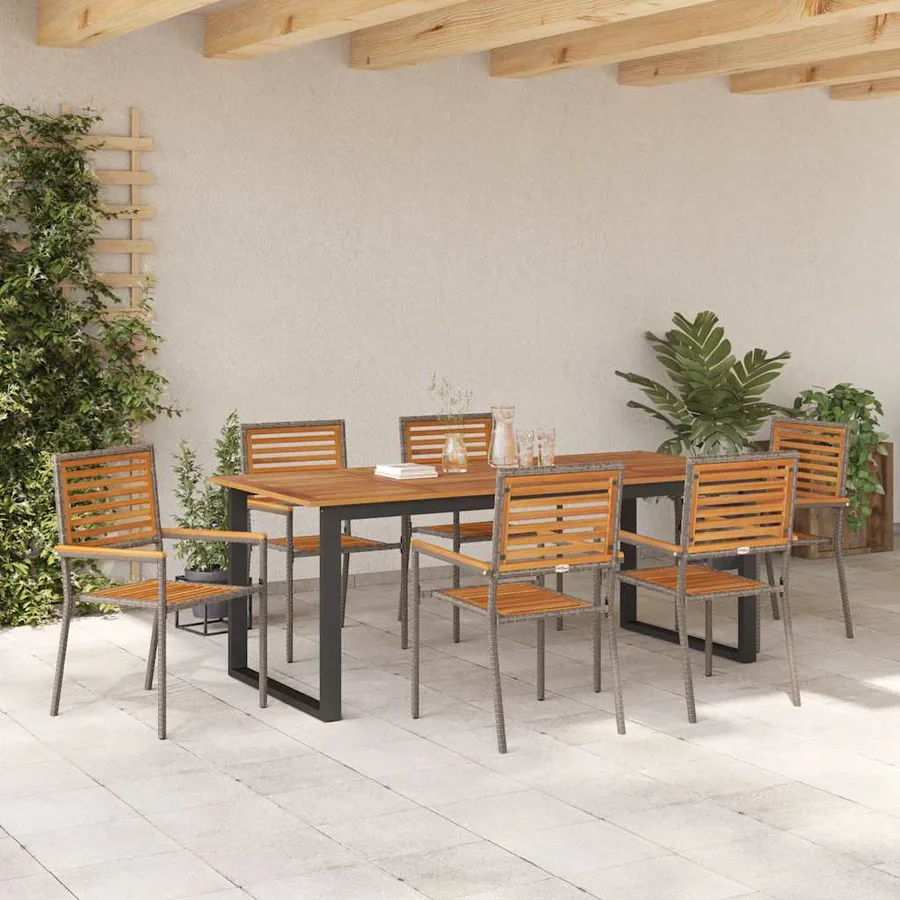 Ensemble de salle à manger pour jardin 7 pcs Gris - 4