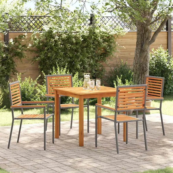 Ensemble de salle à manger pour jardin 5 pcs Gris
