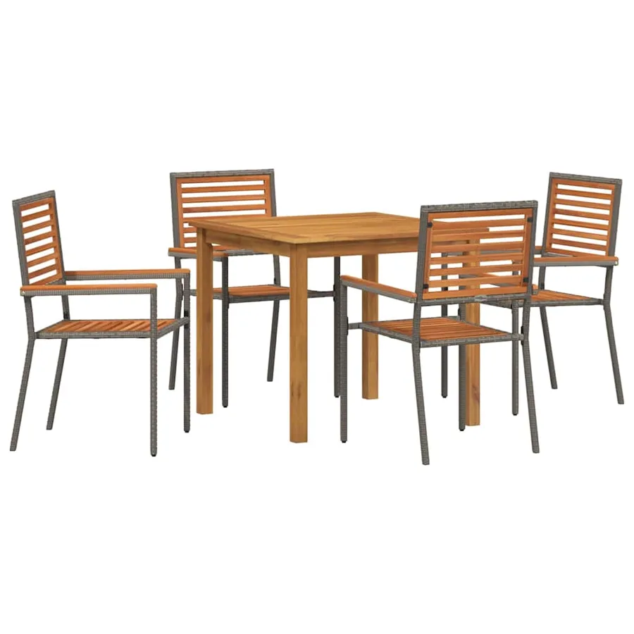 Ensemble de salle à manger pour jardin 5 pcs Gris - 2