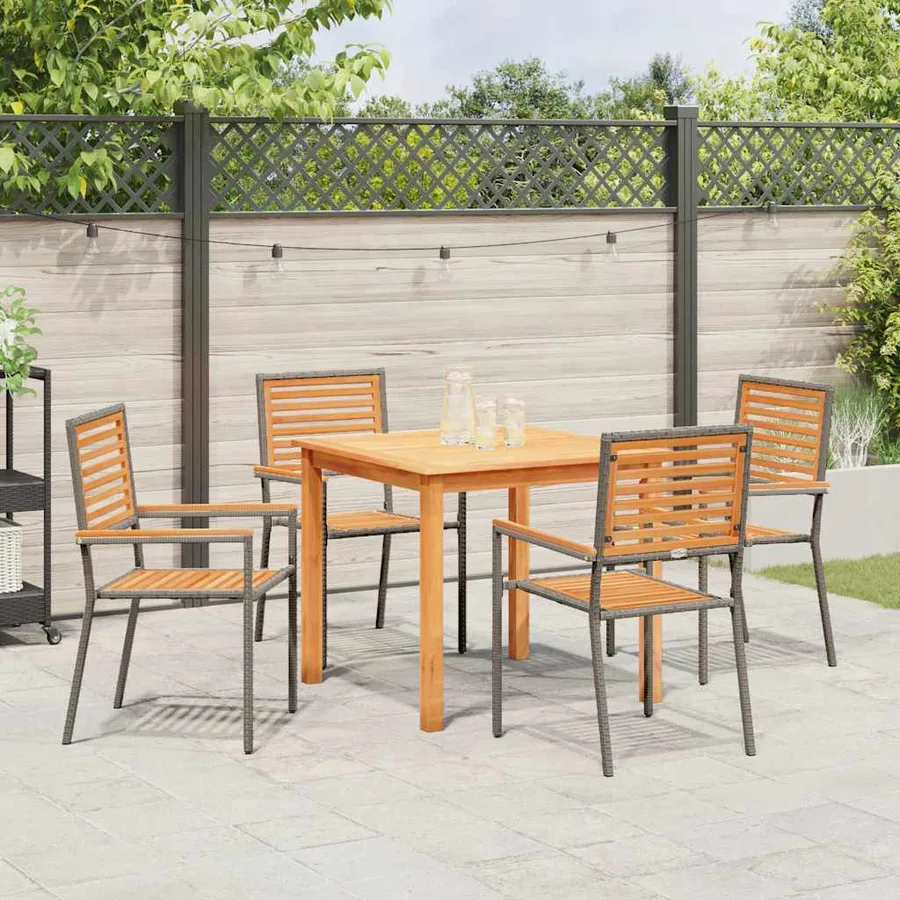 Ensemble de salle à manger pour jardin 5 pcs Gris - 4