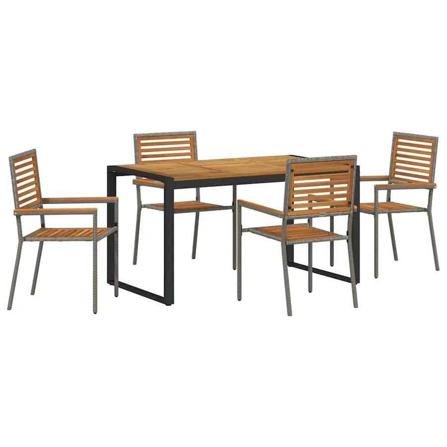 Ensemble de salle à manger pour jardin 5 pcs Gris et marron - 2