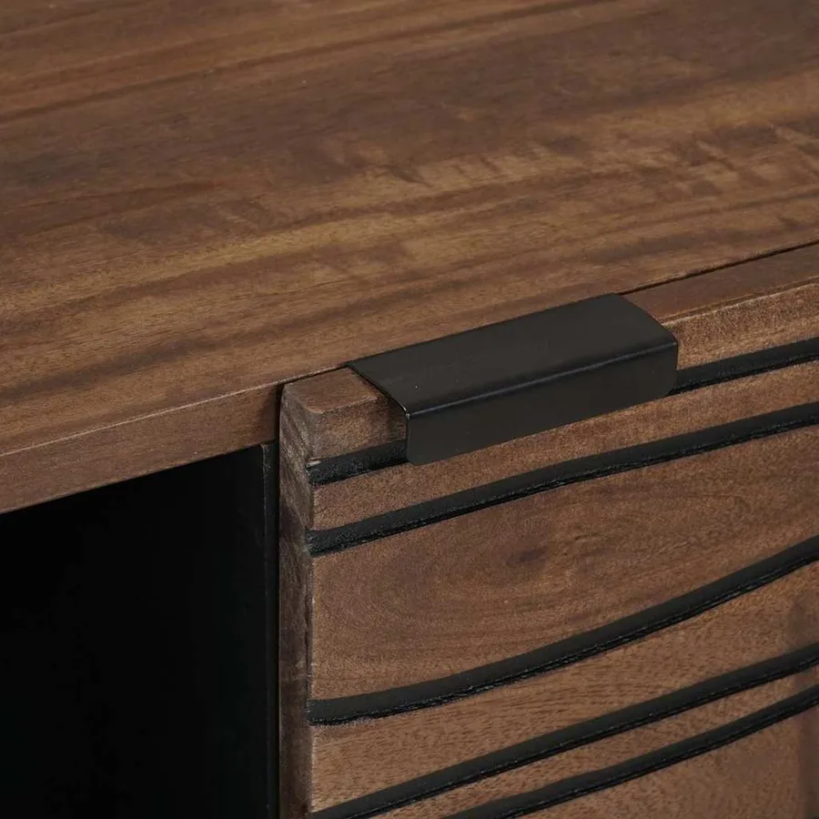 Buffet Marron 80 x 33 x 75 cm bois de manguier massif - 8