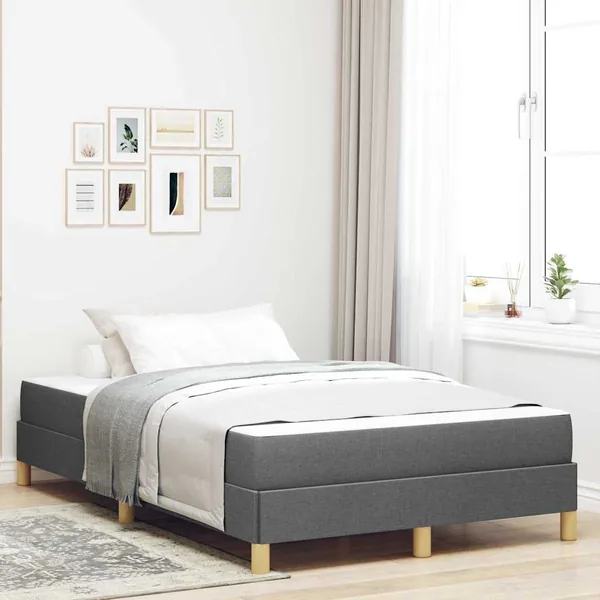 Lit à ressorts avec matelas Gris foncé 120 x 200 cm tissu