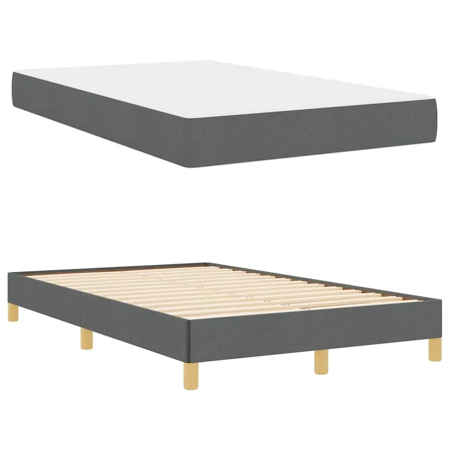 Lit à ressorts avec matelas Gris foncé 120 x 200 cm tissu - 6