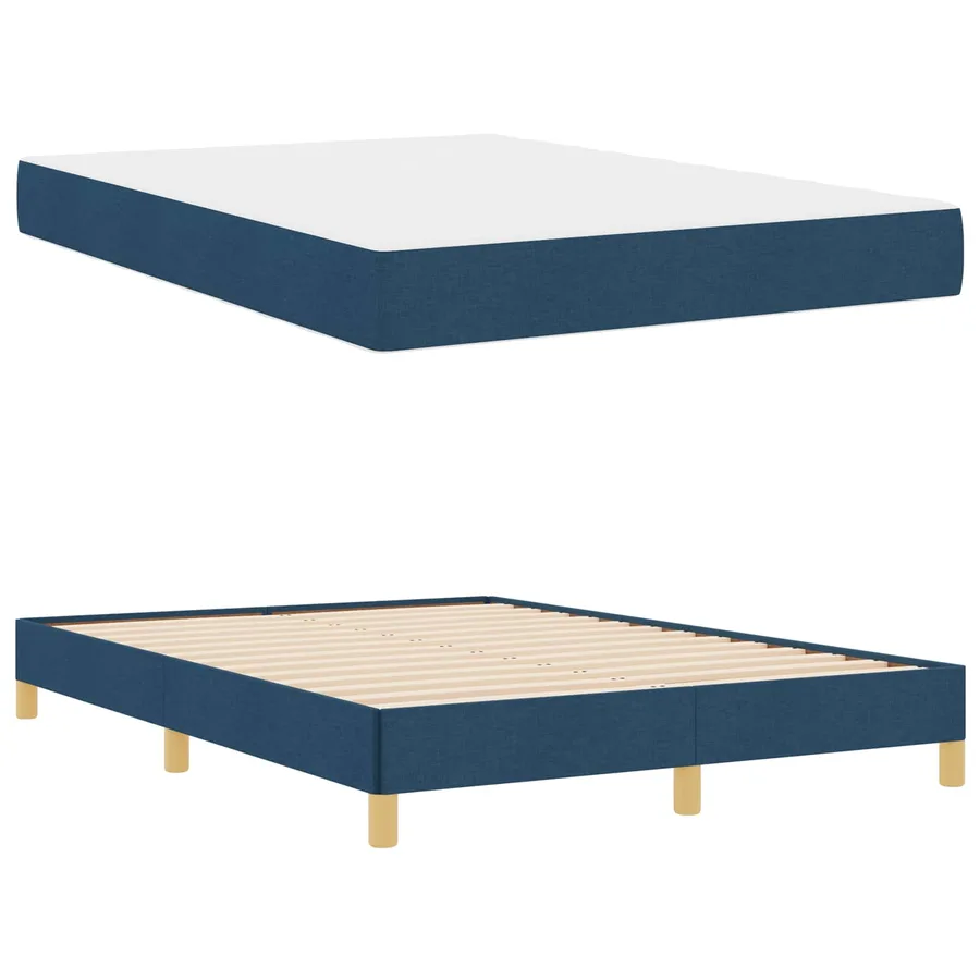 Lit à ressorts avec matelas Bleu 140 x 190 cm tissu - 5