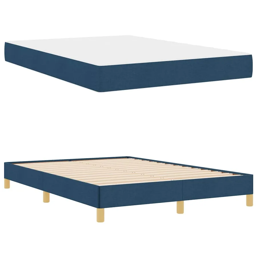 Lit à ressorts avec matelas Bleu 140 x 190 cm tissu - 6