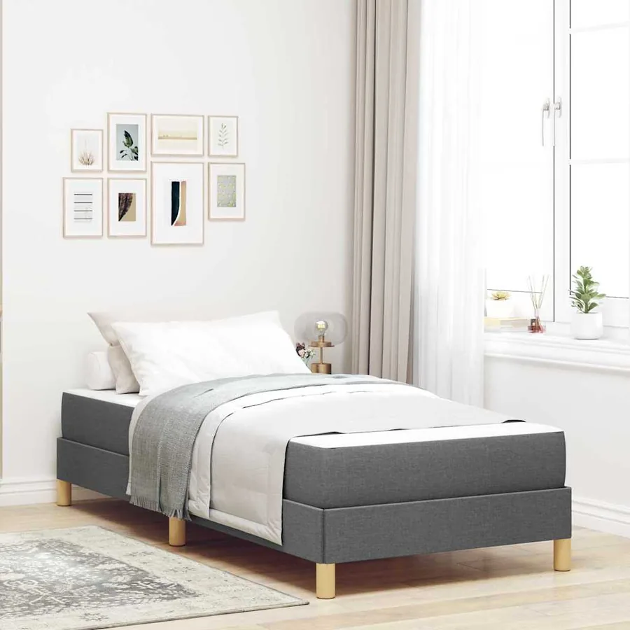 Lit à ressorts avec matelas Gris foncé 80 x 200 cm tissu