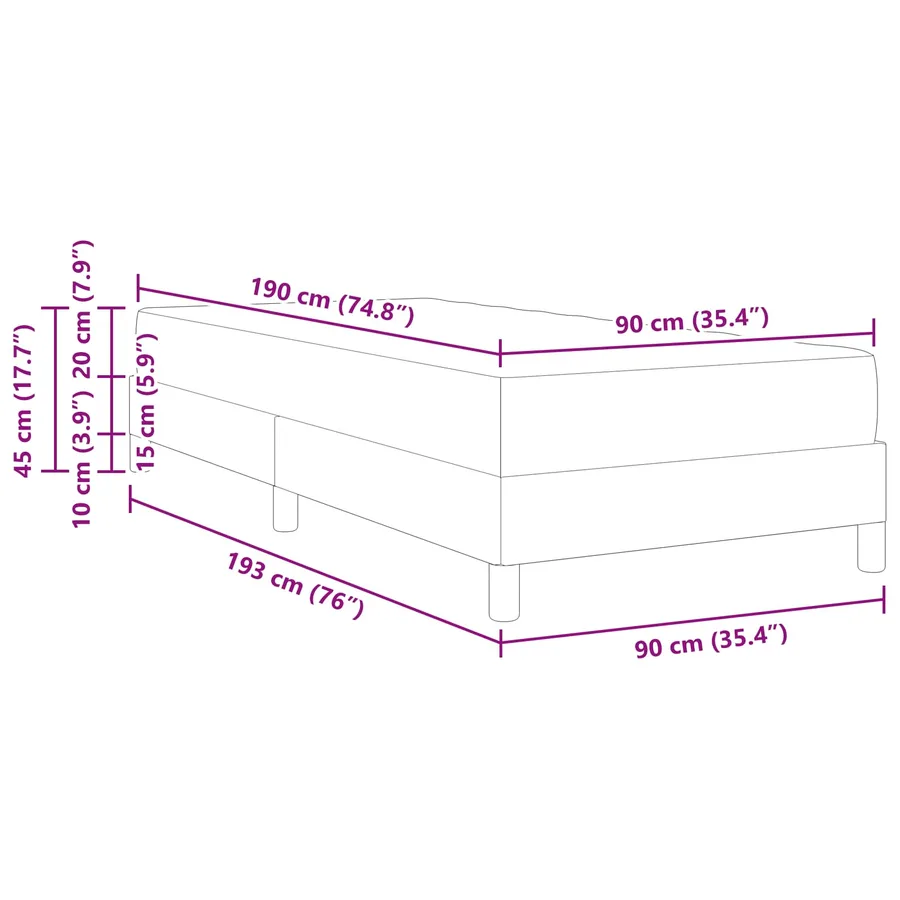 Cadre de lit avec matelas Cappuccino 90 x 190 cm tissu - 13