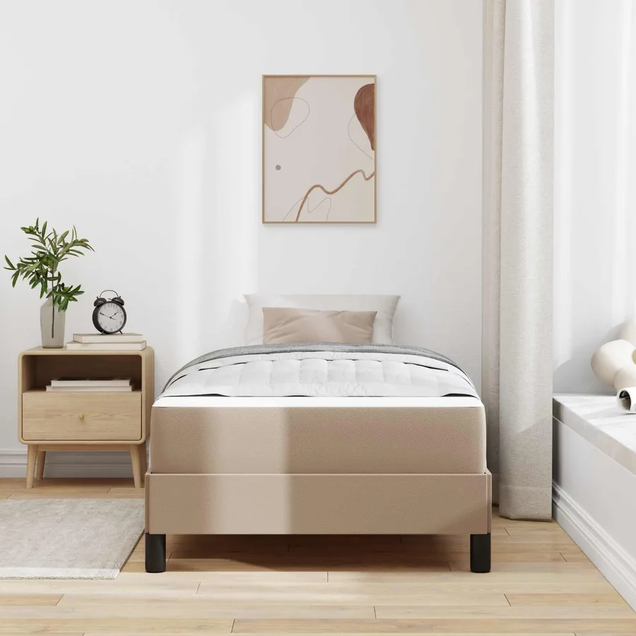 Cadre de lit avec matelas Cappuccino 90 x 190 cm tissu - 4