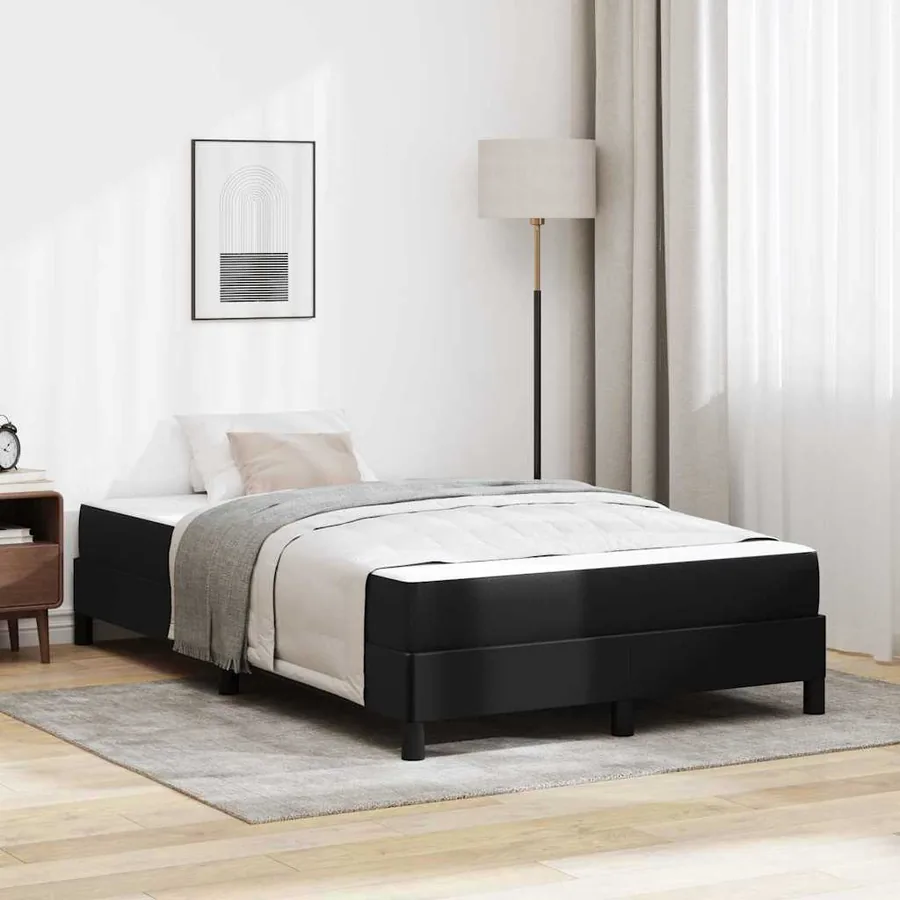 Cadre de lit avec matelas Noir 120 x 190 cm tissu