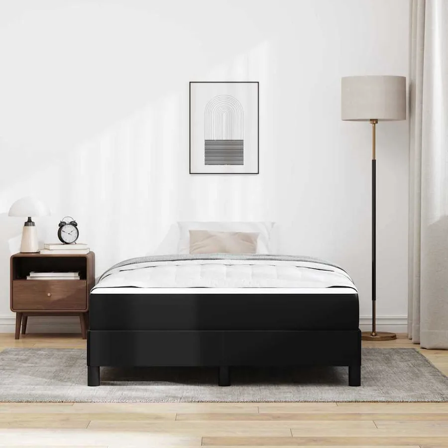 Cadre de lit avec matelas Noir 120 x 190 cm tissu - 3