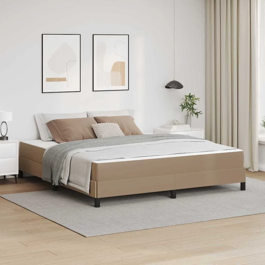 Cadre de lit avec matelas Cappuccino 180 x 200 cm tissu