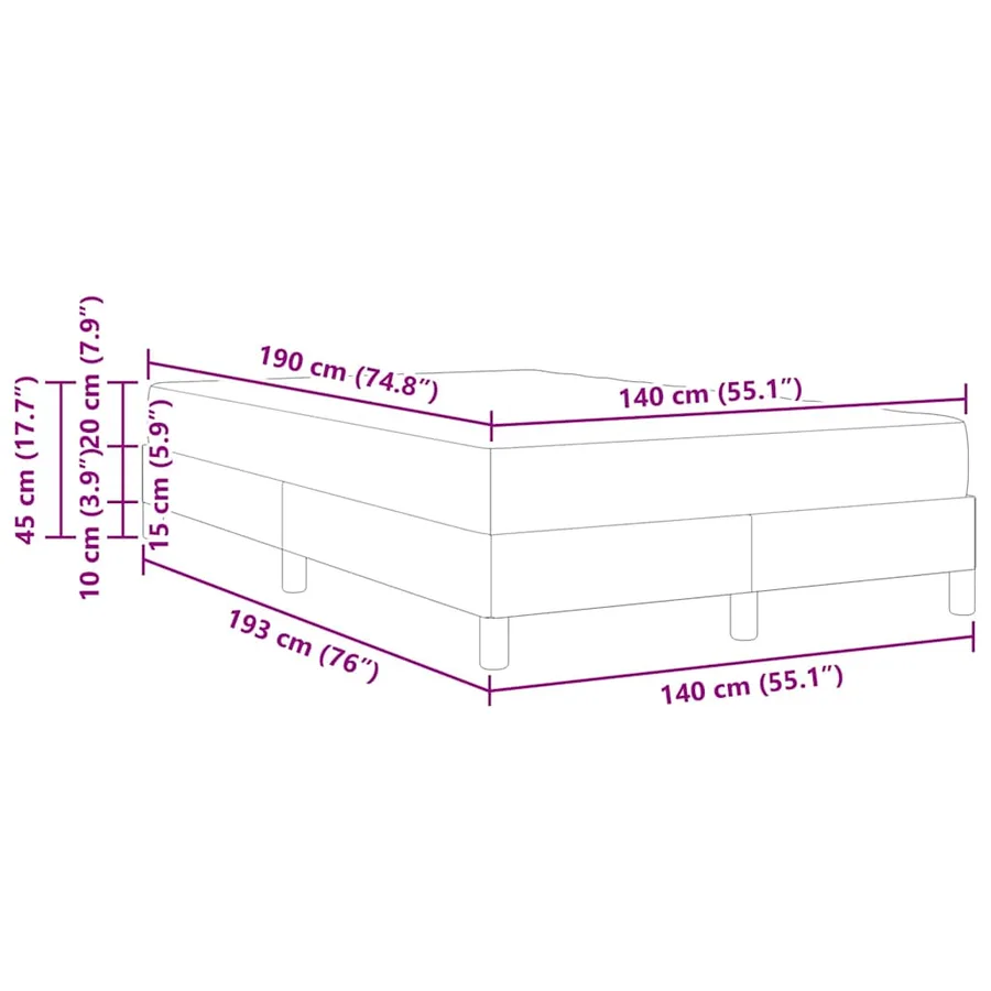 Cadre de lit avec matelas Crème 140 x 190 cm tissu - 13