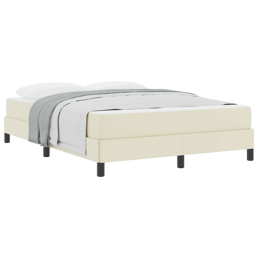 Cadre de lit avec matelas Crème 140 x 190 cm tissu - 2