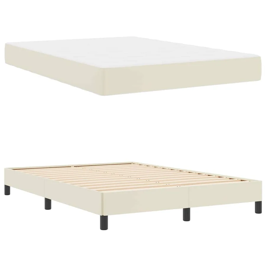 Cadre de lit avec matelas Crème 140 x 190 cm tissu - 6