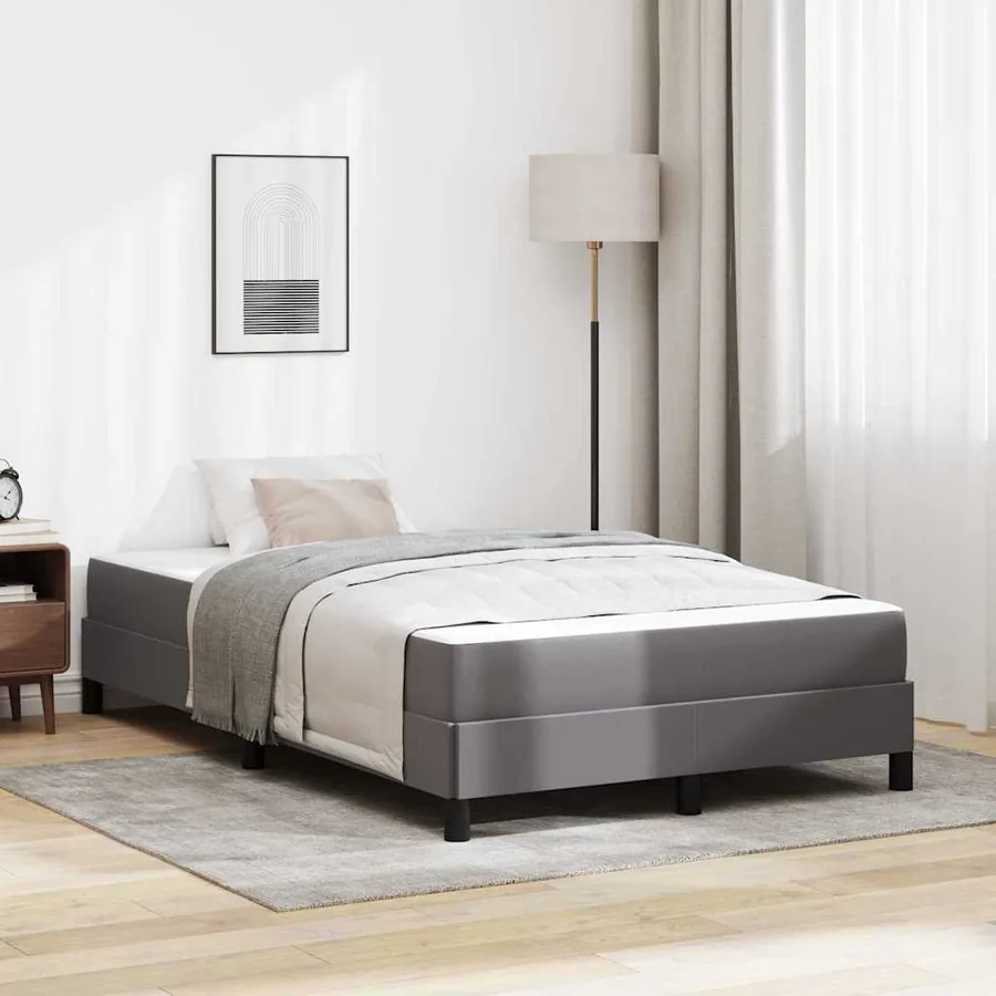 Cadre de lit avec matelas Gris 120 x 200 cm tissu