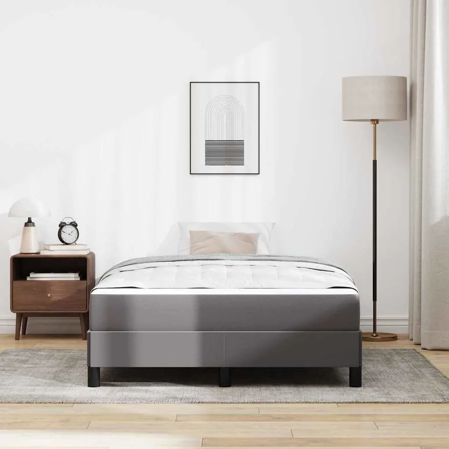Cadre de lit avec matelas Gris 120 x 200 cm tissu - 3