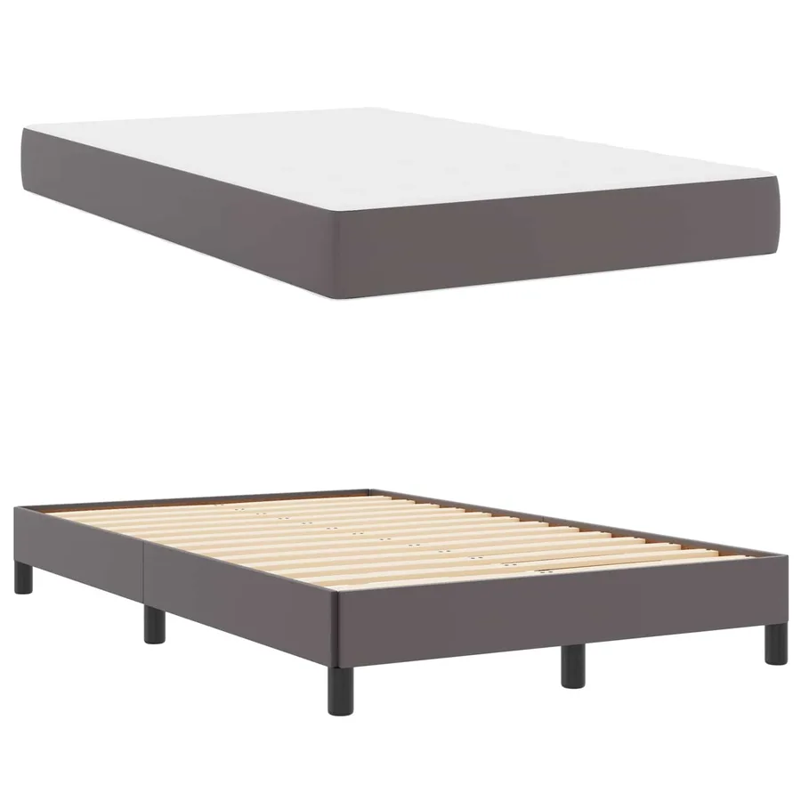 Cadre de lit avec matelas Gris 120 x 200 cm tissu - 5