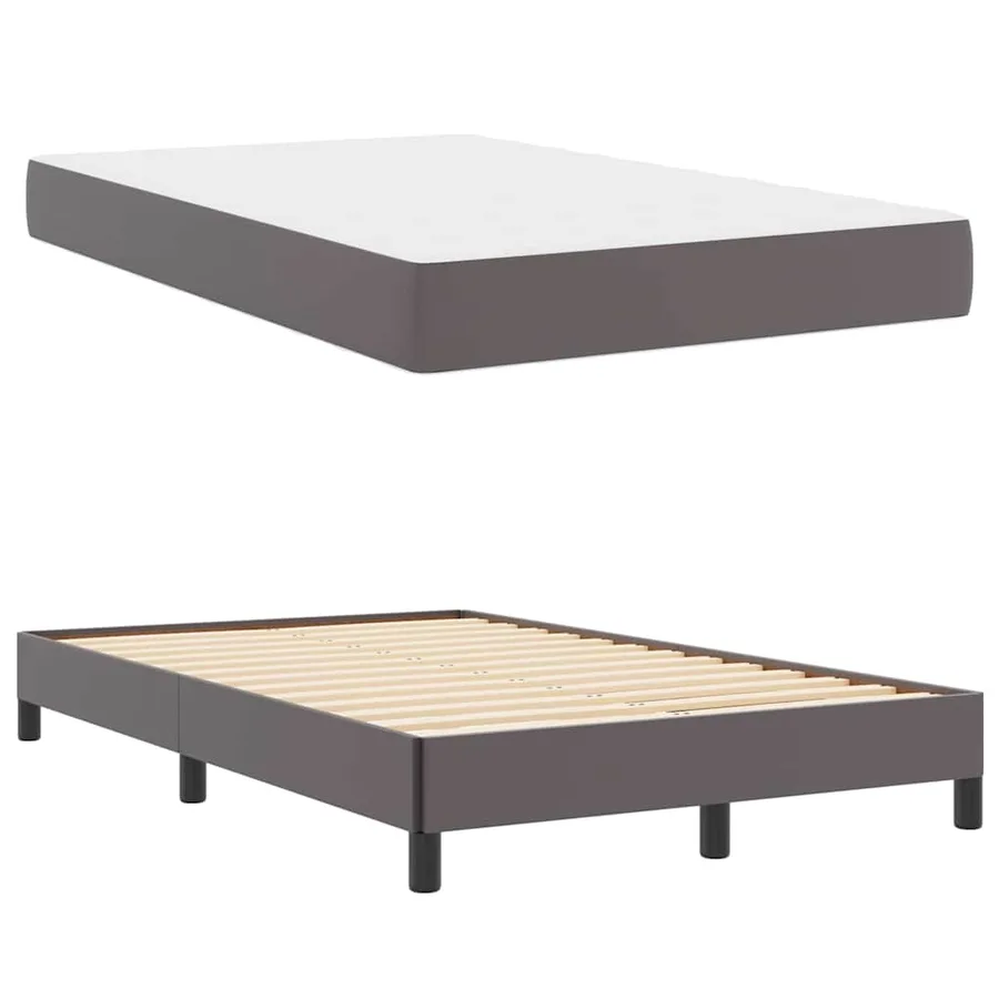 Cadre de lit avec matelas Gris 120 x 200 cm tissu - 6