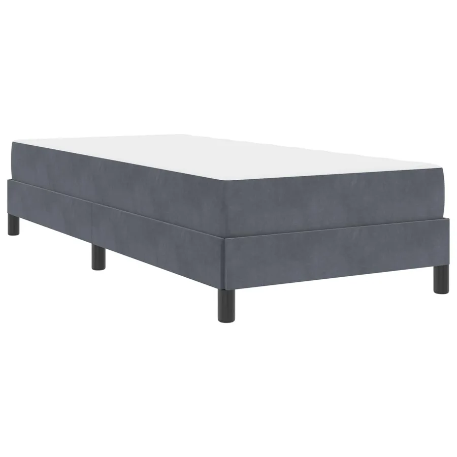 Lit à ressorts avec matelas Gris foncé 100 x 200 cm tissu - 4