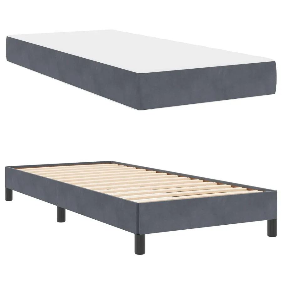 Lit à ressorts avec matelas Gris foncé 90 x 200 cm tissu - 5