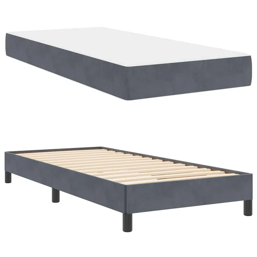 Lit à ressorts avec matelas Gris foncé 90 x 200 cm tissu - 6