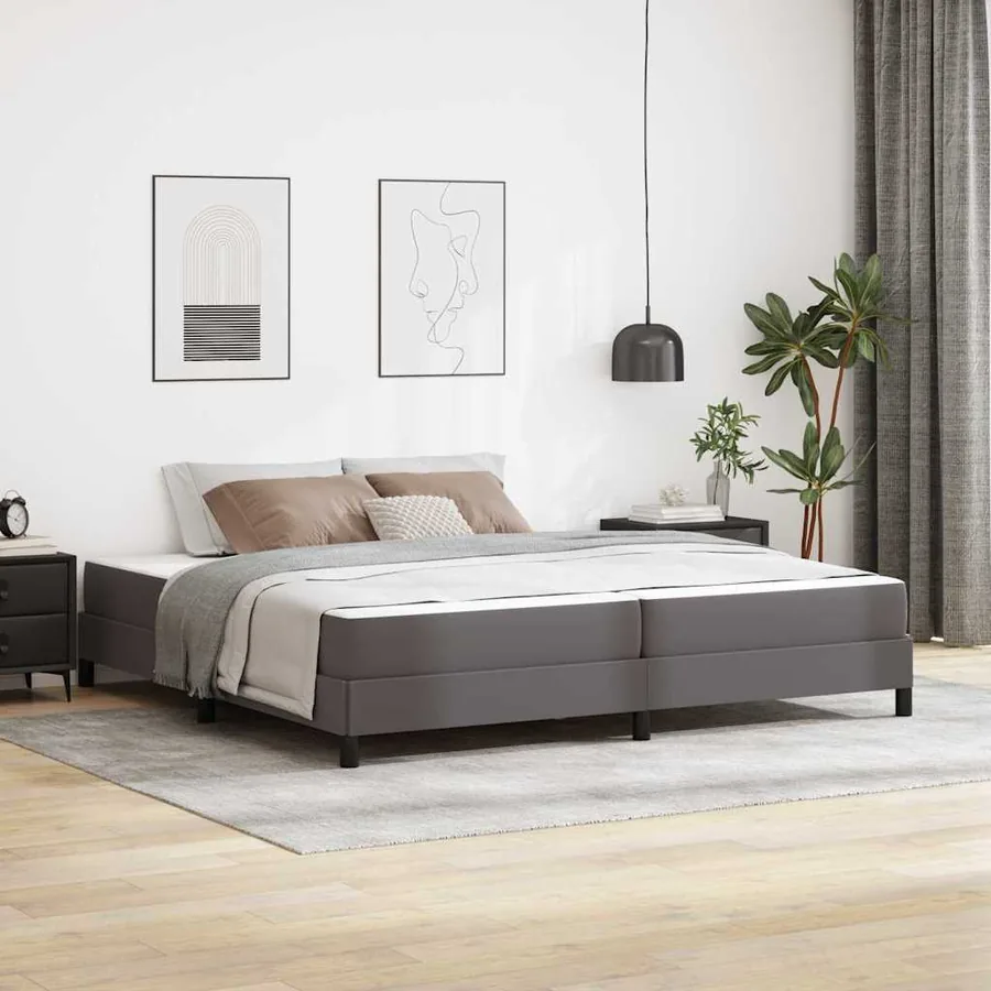 Cadre de lit avec matelas Gris 200 x 200 cm tissu