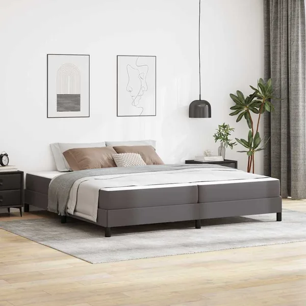 Cadre de lit avec matelas Gris 200 x 200 cm tissu
