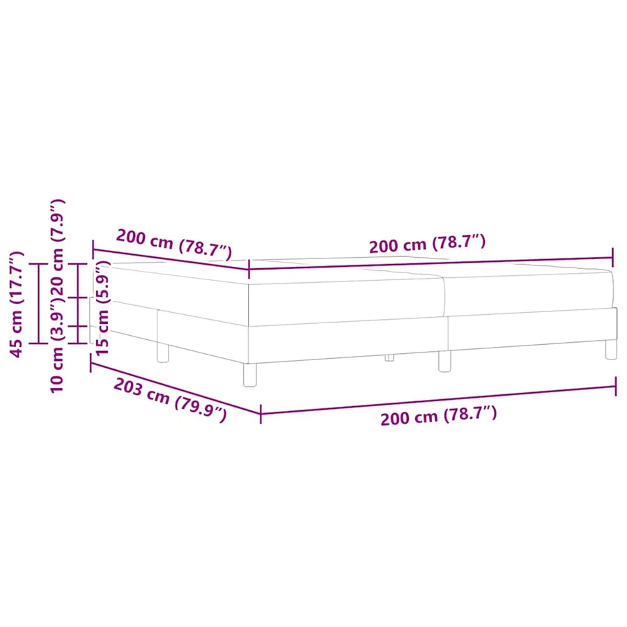 Cadre de lit avec matelas Gris 200 x 200 cm tissu - 13