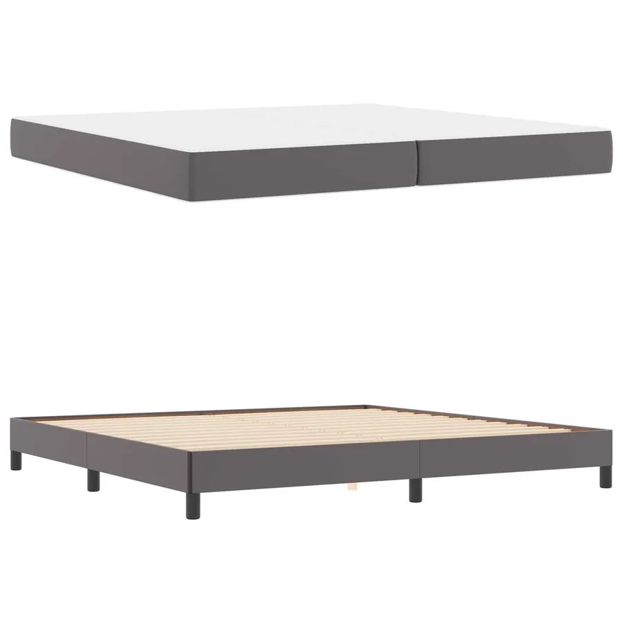 Cadre de lit avec matelas Gris 200 x 200 cm tissu - 5