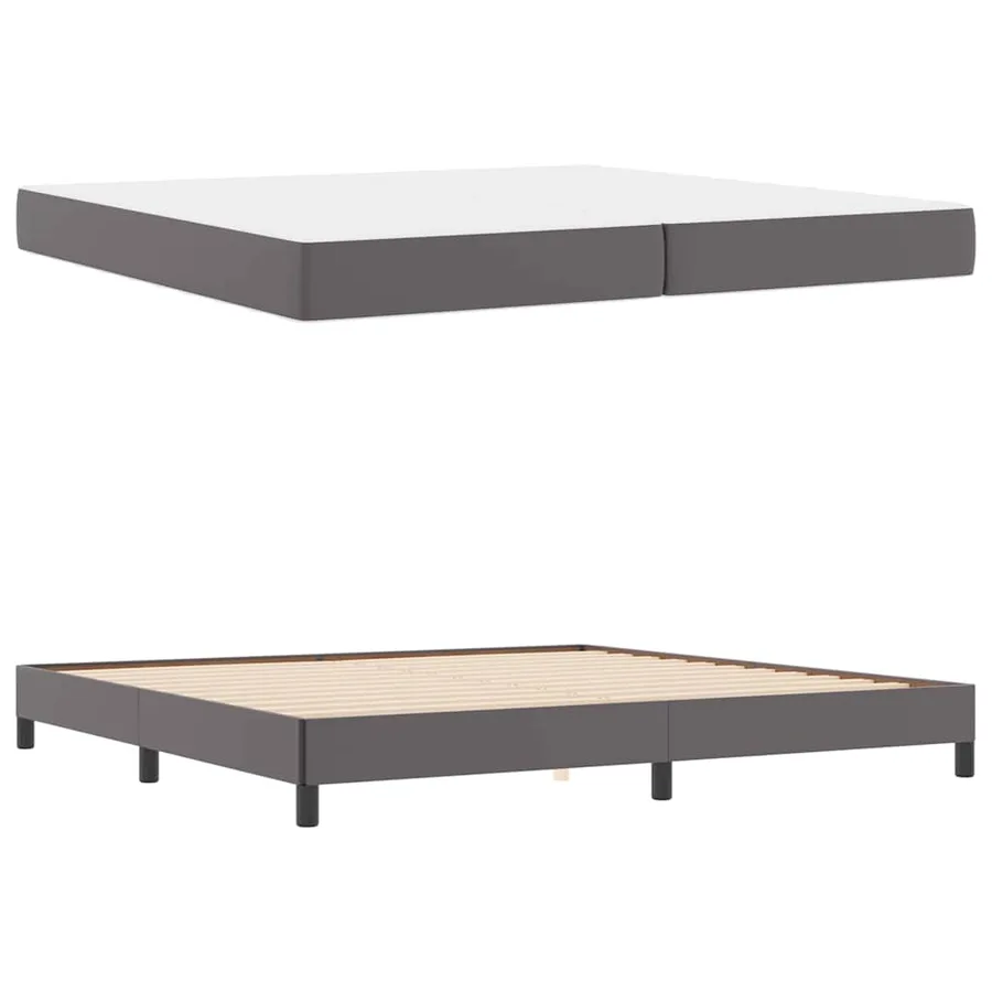 Cadre de lit avec matelas Gris 200 x 200 cm tissu - 6