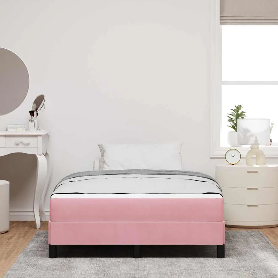 Lit à ressorts avec matelas Rose 120 x 210 cm tissu - 3