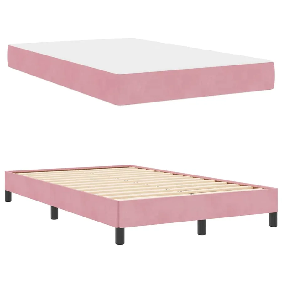 Lit à ressorts avec matelas Rose 120 x 210 cm tissu - 4