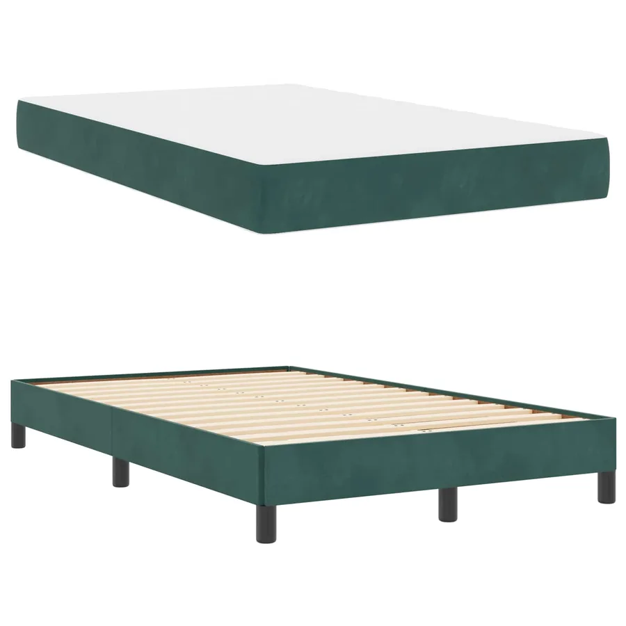 Lit à ressorts avec matelas Vert foncé 120 x 210 cm tissu - 3