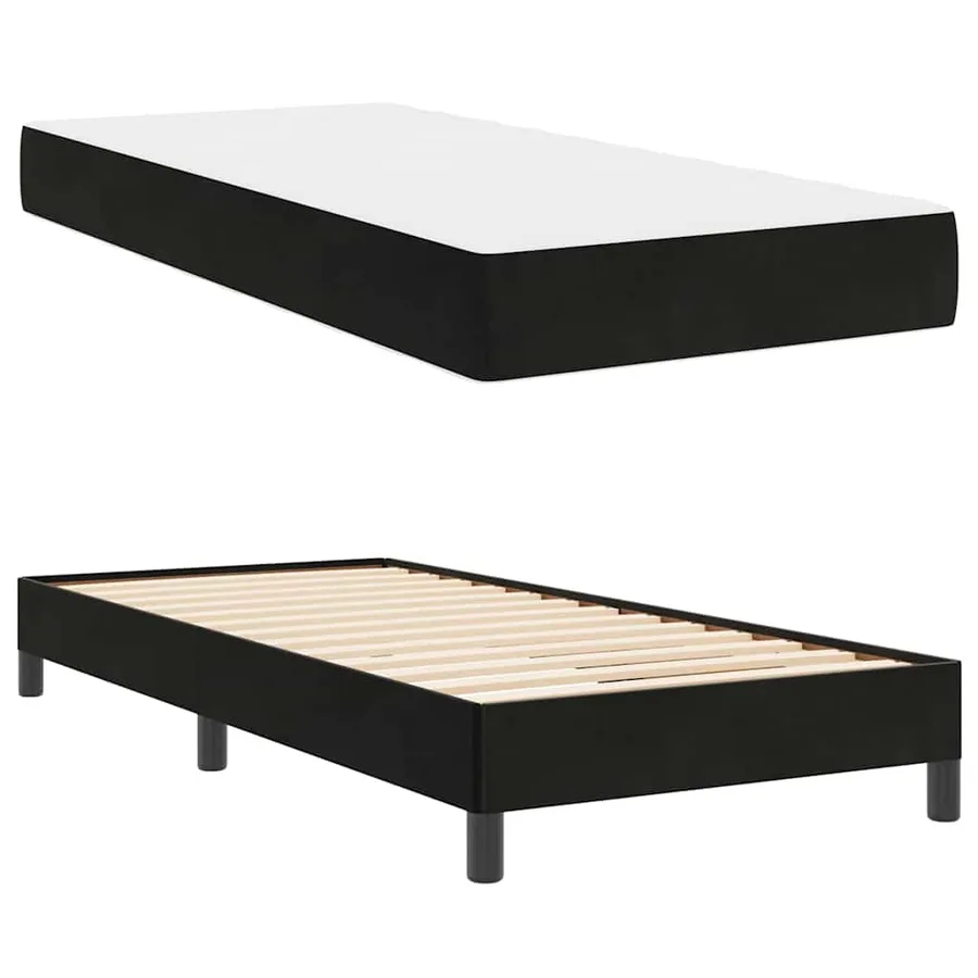 Lit à ressorts avec matelas Noir 80 x 210 cm tissu - 4