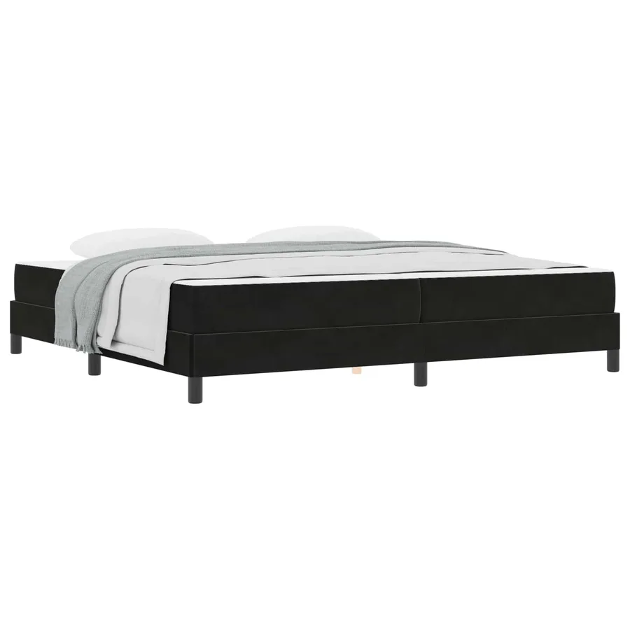 Lit à ressorts avec matelas Noir 200 x 210 cm tissu - 2